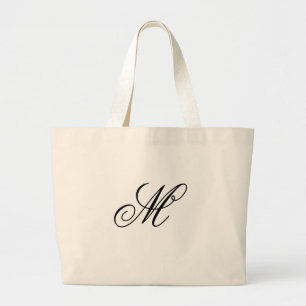 Elegantes schwarzes Monogramm Anfangsbuchstabe Jumbo Stoffbeutel