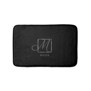 Elegantes Schwarzes Monogramm-Design Badematte