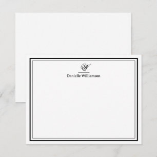 Elegantes Schwarzes Monogramm Doppelgrenzenloses W Mitteilungskarte