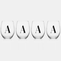 Elegantes Schwarzes Monogramm erstes Set aus Weing