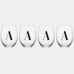 Elegantes Schwarzes Monogramm erstes Set aus Weing Weinglas Ohne Stiel