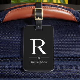 Elegantes schwarzes Monogramm-Gepäckanhänger Gepäckanhänger