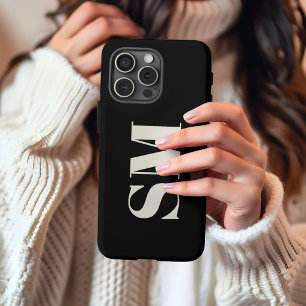 Elegantes schwarzes Monogramm Initial Case-Mate iPhone Hülle