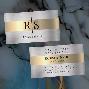 Elegantes schwarzes Monogramm & Name, gebürstetes Visitenkarte