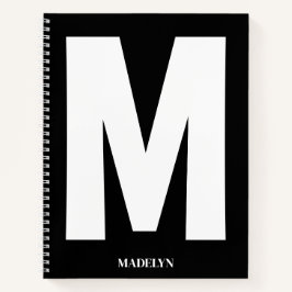 Elegantes schwarzes Monogramm Name Minimalistische Notizbuch