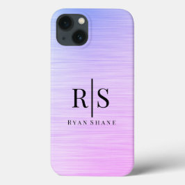 Elegantes Schwarzes Monogramm und Lila gebürstetes Case-Mate iPhone Hülle