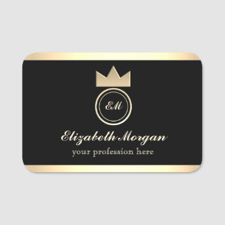 Elegantes schwarzes Namensschild mit Gold