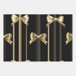 Elegantes schwarzes Papier mit goldenem Bow-Design