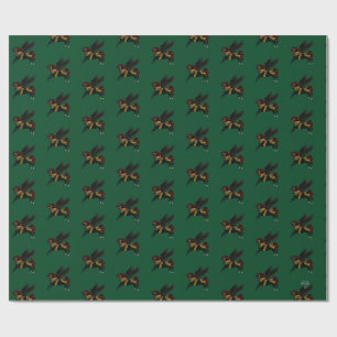 Elegantes Schwarzes Pegasus Vintage-Karussellpferd Geschenkpapier
