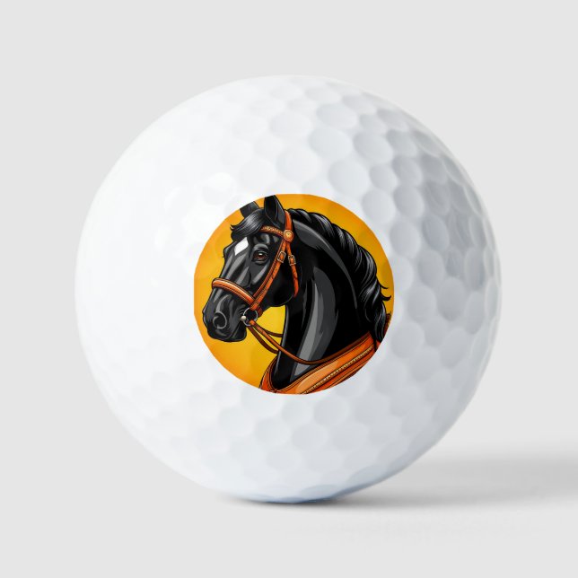 Elegantes Schwarzes Pferd Golfball (Vorderseite)