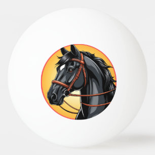 Elegantes schwarzes Pferdeporträt Tischtennisball