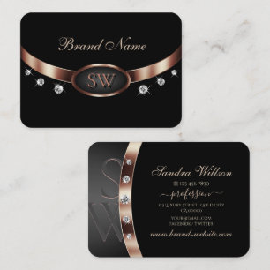 Elegantes Schwarzes Rose Gold mit Diamanten und Mo Visitenkarte