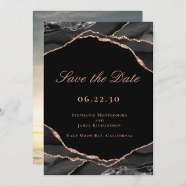 Elegantes Schwarzes Rose Goldenes Paradies für Hoc Save The Date