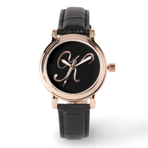 Elegantes schwarzes Rosen-Gold der Armbanduhr