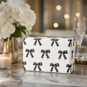 Elegantes schwarzes Satin-Schleifenmuster Chic M Geschenkpapier