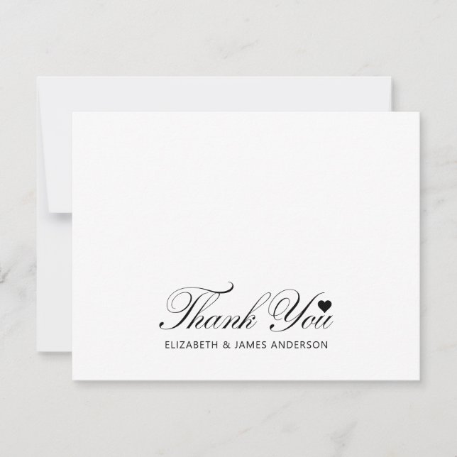 Elegantes Schwarzes Script Personalisiert Wedding  Dankeskarte (Vorderseite)