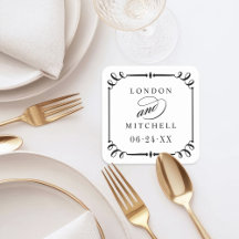 Elegantes Schwarzes Scroll Frame Custom Wedding Mo