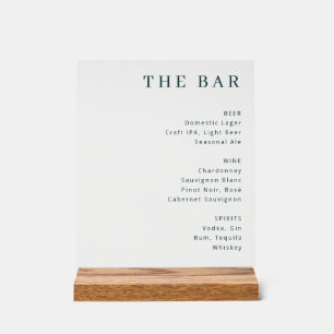Elegantes schwarzes Serifen-Bar-Menü-Schild Acrylschild