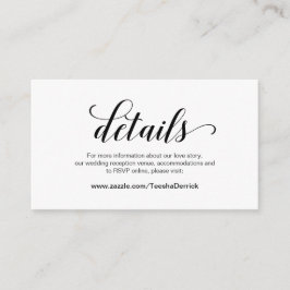 Elegantes Schwarzes Skript, Hochzeitdetails, Onlin Begleitkarte