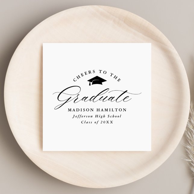 Elegantes schwarzes Skript ruft den Graduate an Serviette (Von Creator hochgeladen)