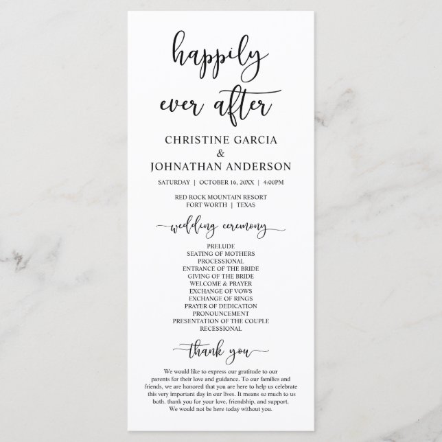 Elegantes schwarzes Skript, Unser Programm für Hoc (Vorderseite)