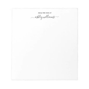Elegantes schwarzes Skript Von Schreibtisch Name B Notizblock