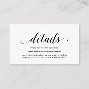 Elegantes Schwarzes Skript, Website-Details zur Ho Begleitkarte