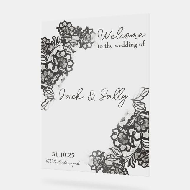 Elegantes Schwarzes Spitzen Akryllisches Zeichen Acrylschild (Winkel)