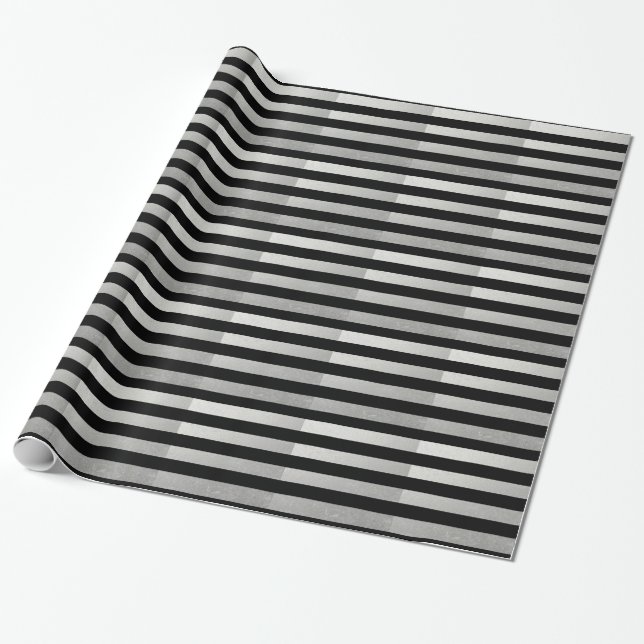 Elegantes Schwarzes Stripes die silberne gedruckte Geschenkpapier (Ungerollt)