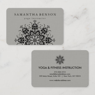 Elegantes schwarzes u. graues Blumen-Logo-Yoga Visitenkarte