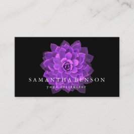 Elegantes schwarzes u. weißes lila Lotos-Logo-Yoga Visitenkarte