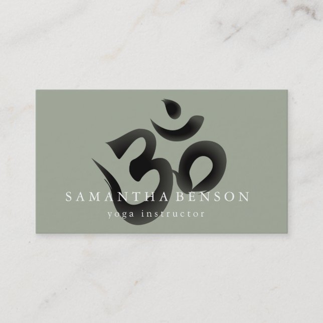 Elegantes schwarzes u. weißes OM-Logo-Yoga Visitenkarte (Vorderseite)