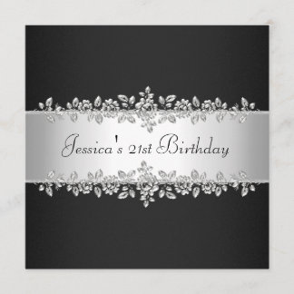 Elegantes schwarzes u. weißes silbernes einladung