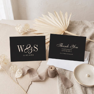 Elegantes schwarzes und cremefarbenes initiales Ho Dankeskarte