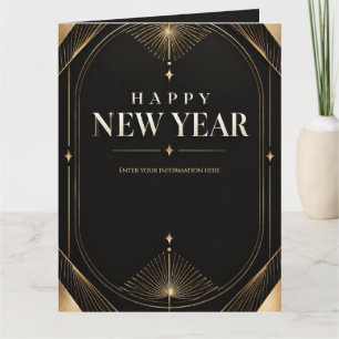 Elegantes Schwarzes und Gold Geometrisches Frohes Karte