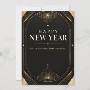 Elegantes Schwarzes und Gold Geometrisches Frohes Karte
