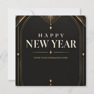 Elegantes Schwarzes und Gold Geometrisches Frohes Karte