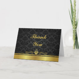 Elegantes Schwarzes und Gold Notecard Dankeskarte