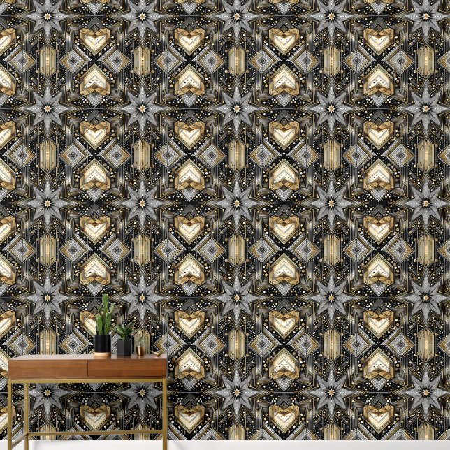 Elegantes Schwarzes und Gold Tapete (Korridor)