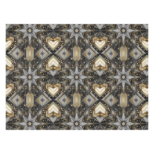 Elegantes Schwarzes und Gold Tischdecke (Vorderseite (Horizontal))
