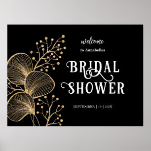 Elegantes Schwarzes und Goldenes Brautparty-Skript Poster