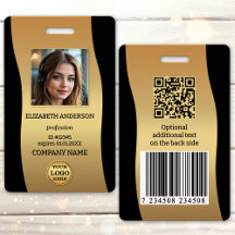 Elegantes schwarzes und goldenes Foto-ID-Abzeichen