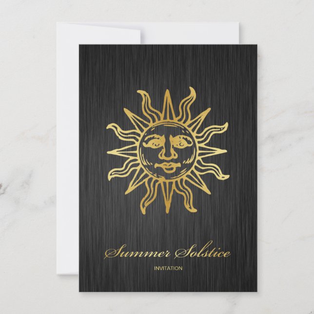 Elegantes Schwarzes und Goldmetallische Einladung (Vorderseite)
