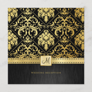 Elegantes Schwarzes und GoldVintager Einladung