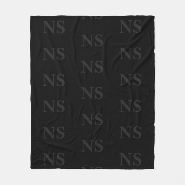 Elegantes schwarzes und graues Initial-Monogramm Fleecedecke (Vorderseite)