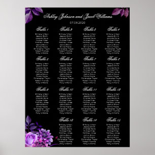 Elegantes schwarzes und lila Hochzeitssattel Poster