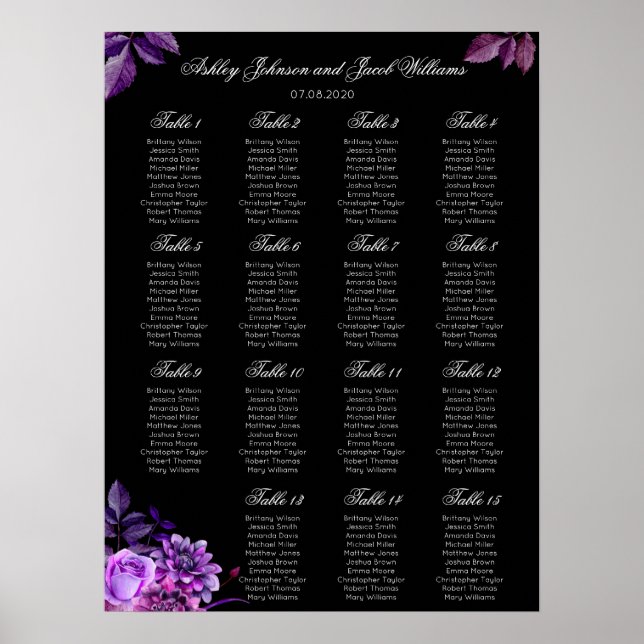 Elegantes schwarzes und lila Hochzeitssattel Poster (Vorne)