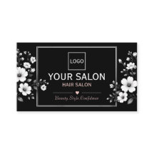 Elegantes schwarzes und weißes florales Friseursal