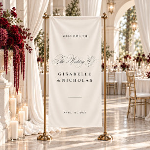 Elegantes schwarzes und weißes Hochzeits-Willkomme Banner