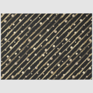 Elegantes schwarzes Velvet Gold Streifen Dots Luxu Seidenpapier
